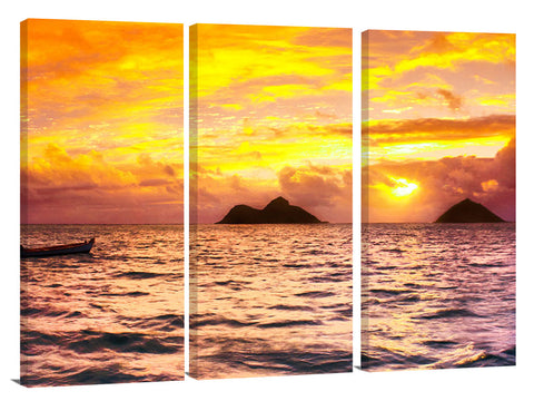 Panoramic view of the Mokulua Islands, off Lanikai beach.